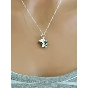Sterling Silver 3D Oxidized Baby Carriage Necklace
